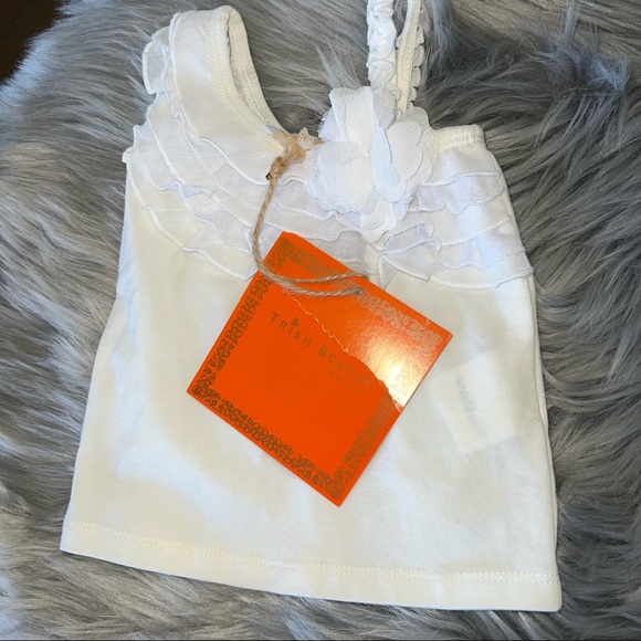 NWT Trish Scully off white sleeveless top with flower detail - Picture 2 of 9